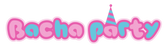 Colorful text 'Bacha Party' with a party hat icon on a white background